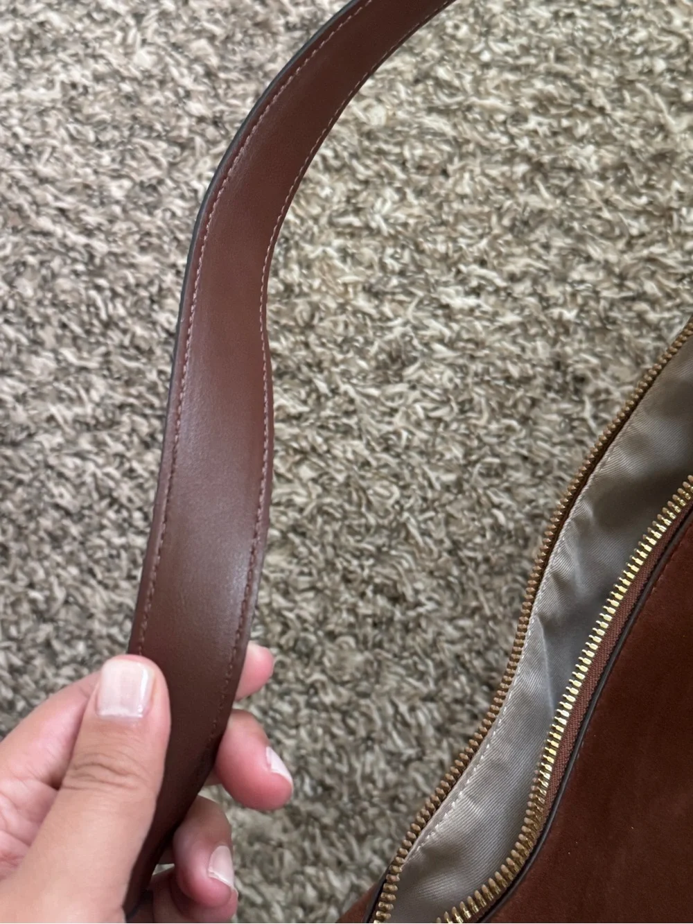 Nine West brown Suede Hobo with Dark Leather Trim